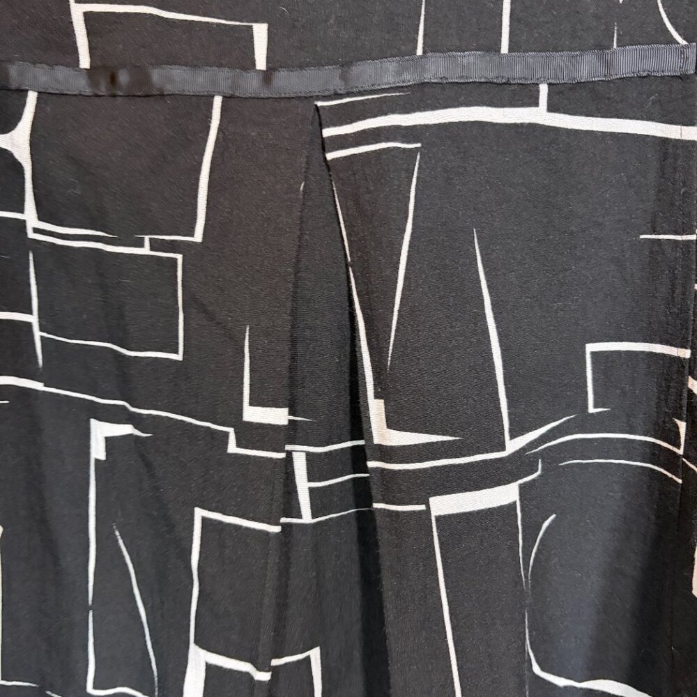 Ali Miles Black Button Down Abstract Geometric Print Pattern Artsy Top Blouse - Picture 12 of 14